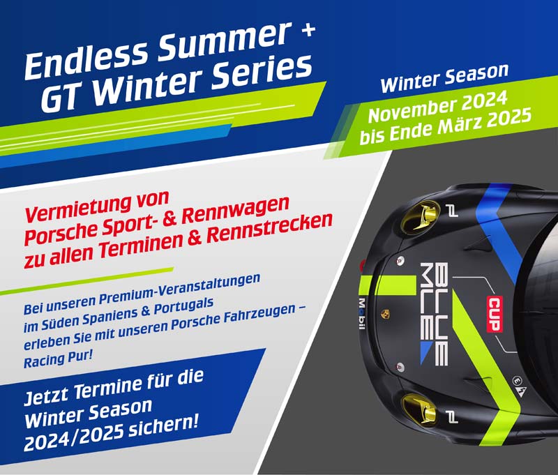 Endless Summer° & GT Winter Series 2024/2025 mit GT3 Fahrertraining - Jetzt buchen!